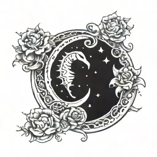 Crescent Moon With Scorpio Constellation