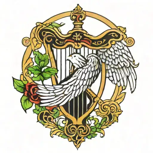 Polish Falcon Irish Harp Catholic Cross