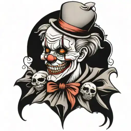 Creepy Sad Clown With Skulls