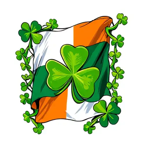 Shamrock Vine Around Irish Flag