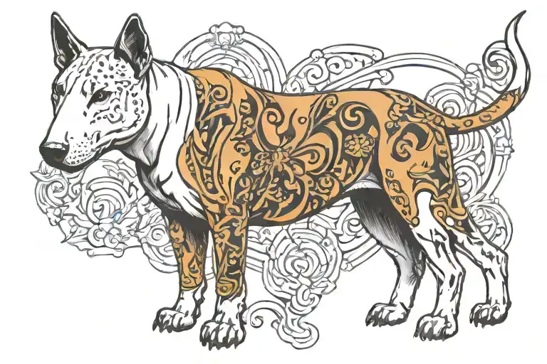 Trading Candle With Bull Terrier Standing Proud Lion