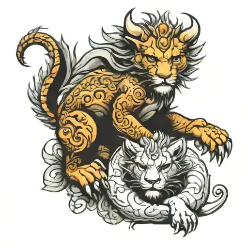 The Dragon Hugs The Lion Cub