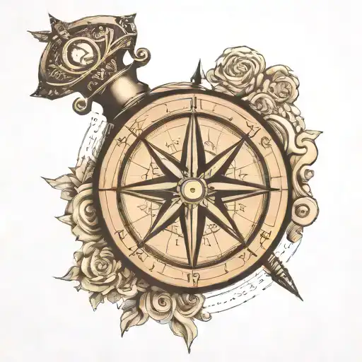 Black And White Simple Outline Compass Directions Latin Phrase I Have Lived