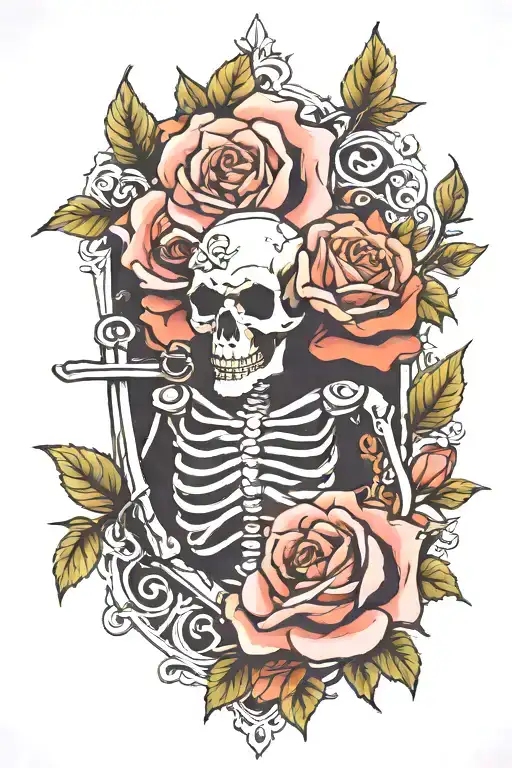 Roses And Skeleton Key Intertwined