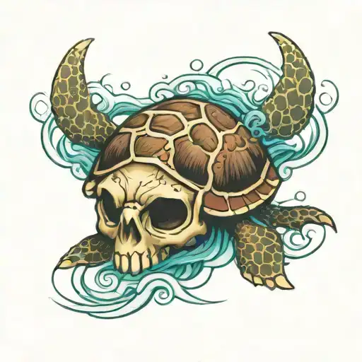 Turtle Swimming Through Skull