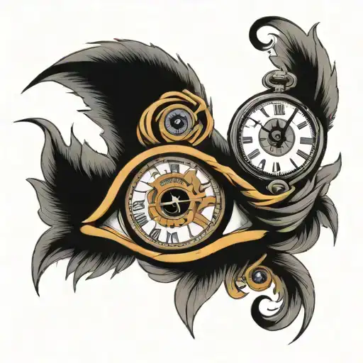 Pair Of Eyes With Clock In Eye