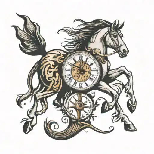 Horses Clock Cross