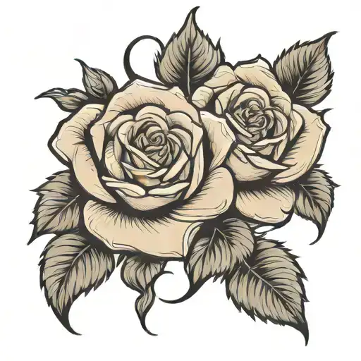 Two Rose Tattoo Design Combining One Rose Across From Each Orher