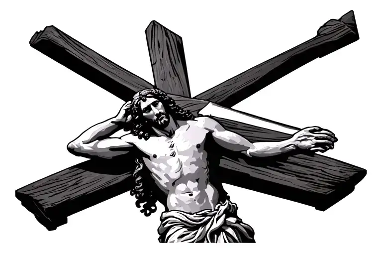 Jesus On Cross Iblabk And Gray