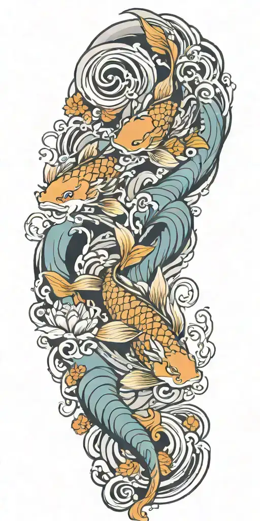 Background Behind Koi Fist And Phoenix
