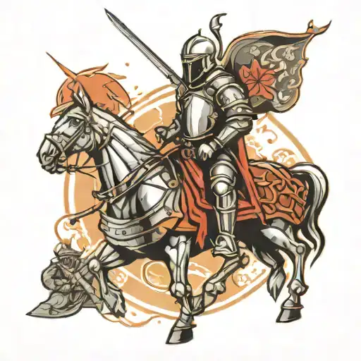 Knight On A Background With Modern Soldiers