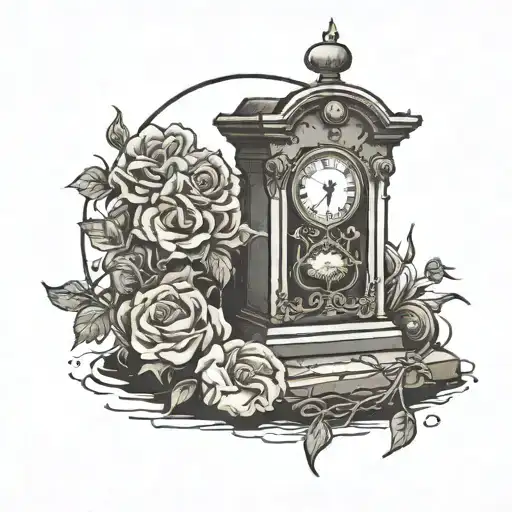 Grave With A Clock As A Grave Stone