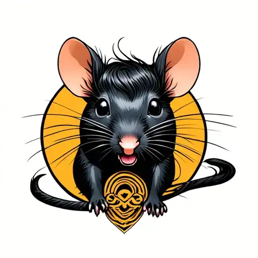 Black Rat With Hair