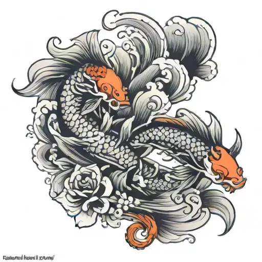 Background Behind Koi Fist And Phoenix