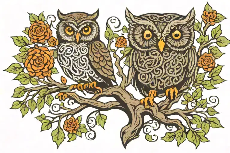 Tree Of Life Celtic Roots Owl Under