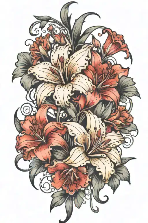 Gladiolus And Carnation And Lily Flowers