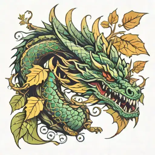 Dragon Made Out Of Leaves