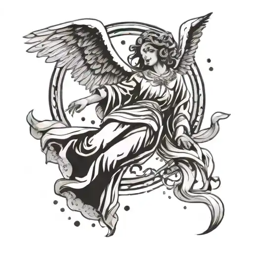 Angel Falling From Raining Sky