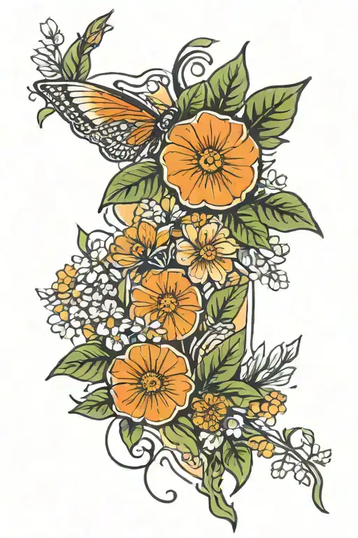 Florida Orange And Wildflowers