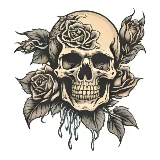 Skull And Rose With Earth Wind Water Fire