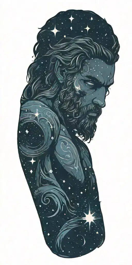 Greek God In A Galaxy Filled With Stars