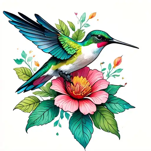 Hummingbird With Flower Intertwined