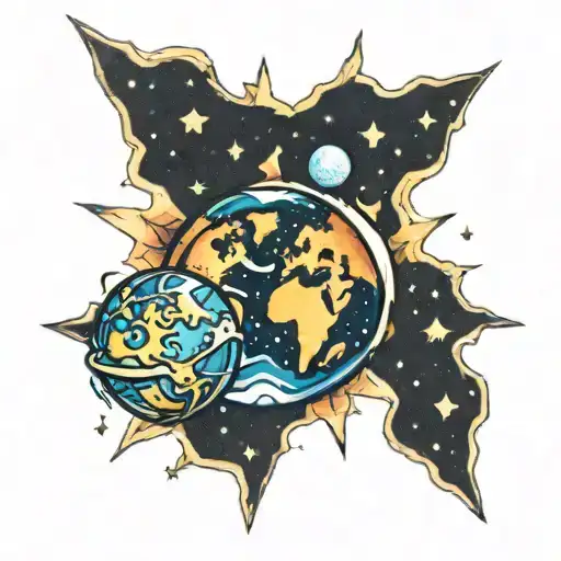 Small Star And Planet Earth