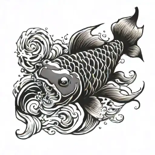 Black Koi Carp Swimming Gracefully
