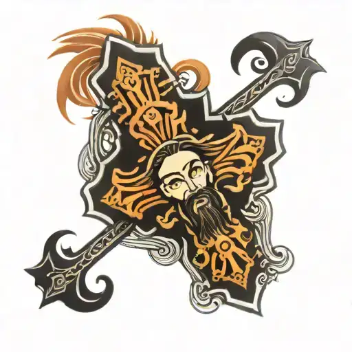 Asian-hispanic Mix With Jesus Cross With Tribal Area