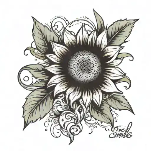 Sunflower With Word Smile