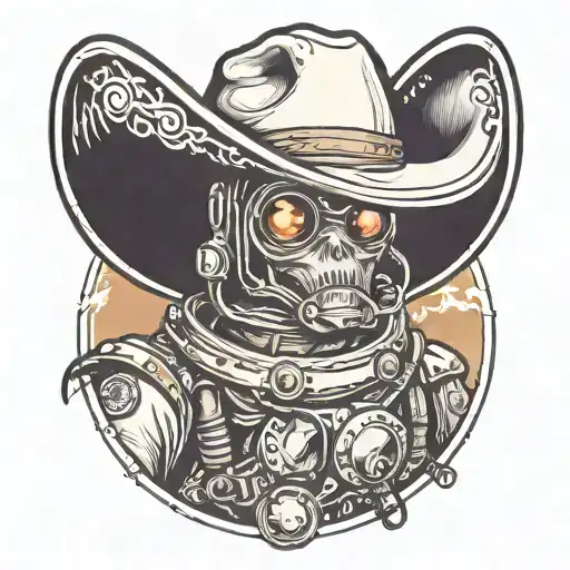 Half Astronaut Half Alien Wearing A Cowboy Hat