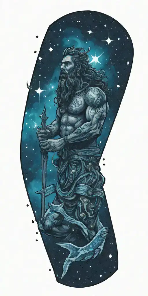 Poseidon In A Galaxy Filled With Stars