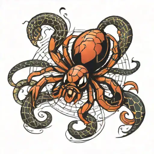 Spider And A Snake Intertwined