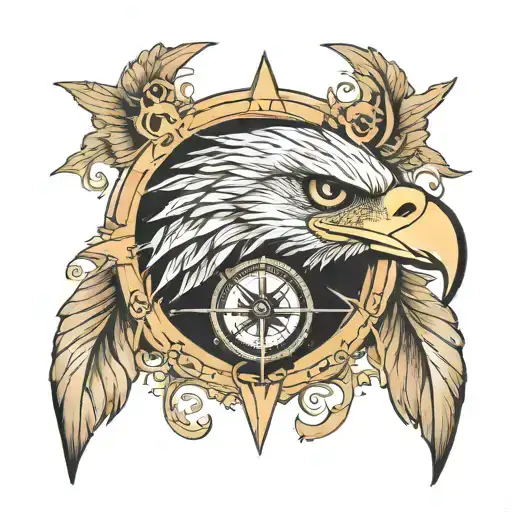 Eagle Head With Compass