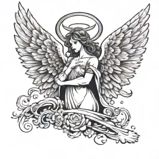 Angel With The Wings In Halo Symbolizing