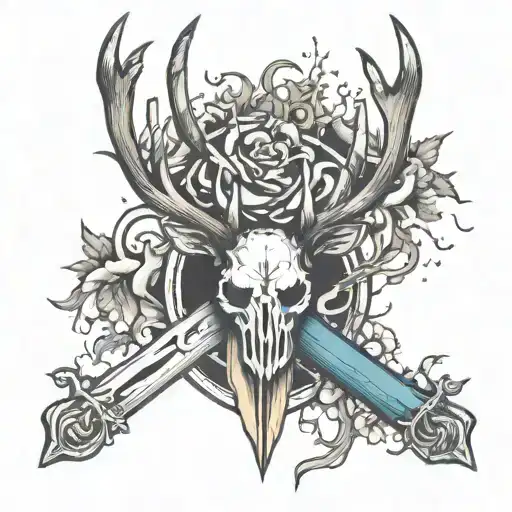 Sword Going Through Deer Antlers