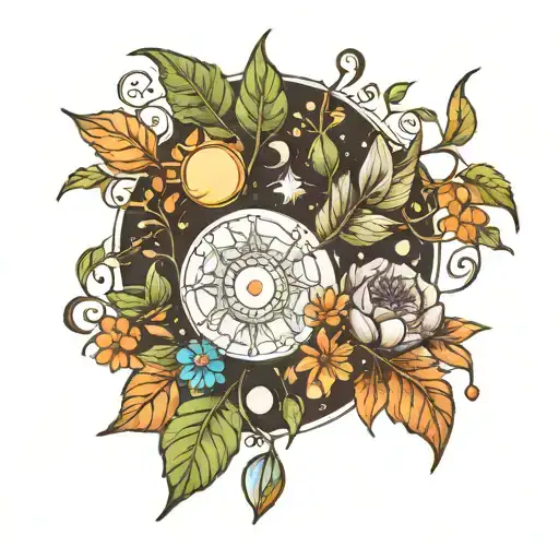 Plants Leaves And Moon Phase