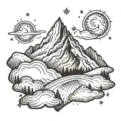 Mountain With Stars Shining