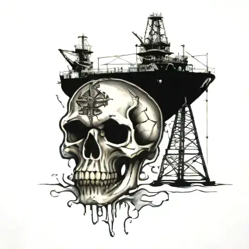 Oil Platform And Skull