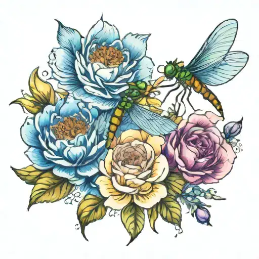 Birth Flowers June September January With A Dragonfly