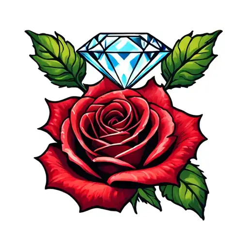 Diamond And Red Rose