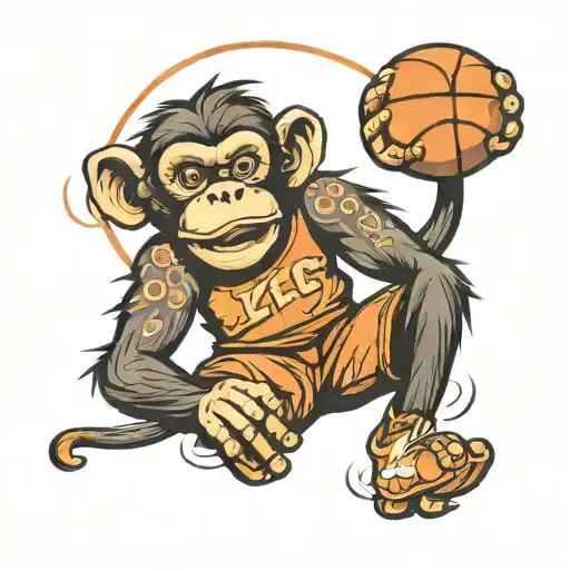 Monkey Playing Basketball Player Dunking