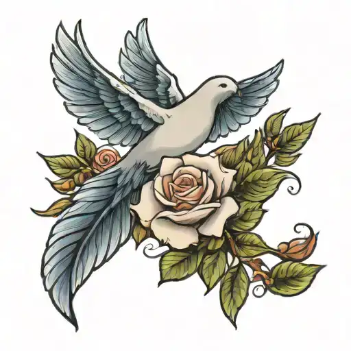 Dove With Rose Intertwined