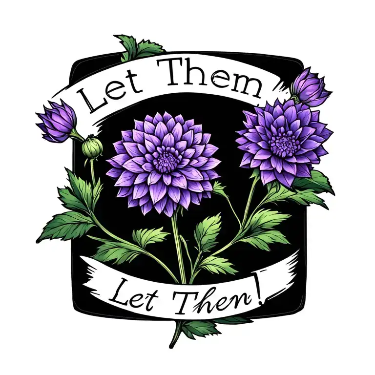 Purple Dahlia Flower With Long Stem With The Words Let Them
