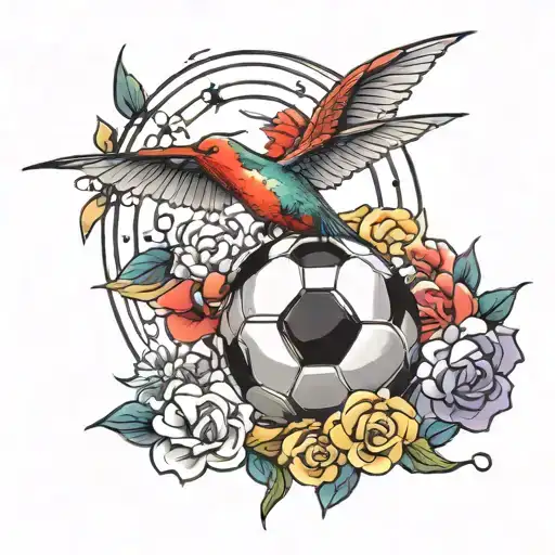 Soccer Ball And Humming Bird