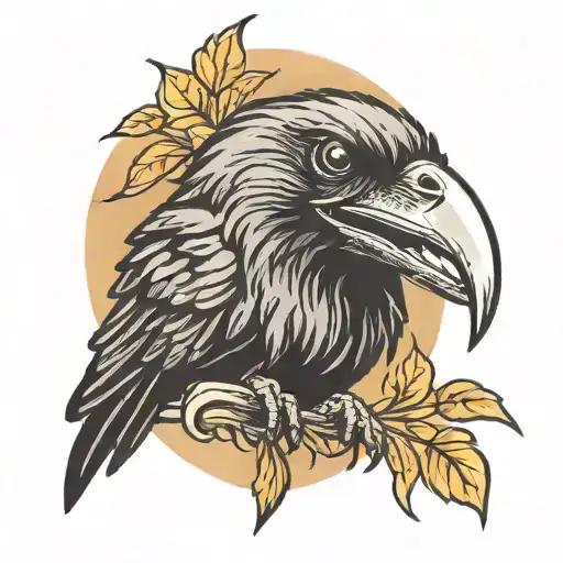 Head Of A Crow With Beak Open