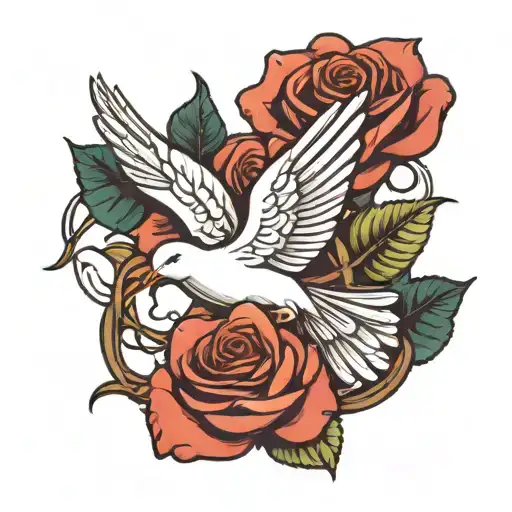 Dove With Rose Intertwined