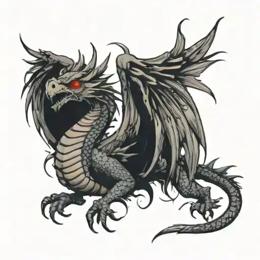 Dragon With The Head Of A Crow Flying