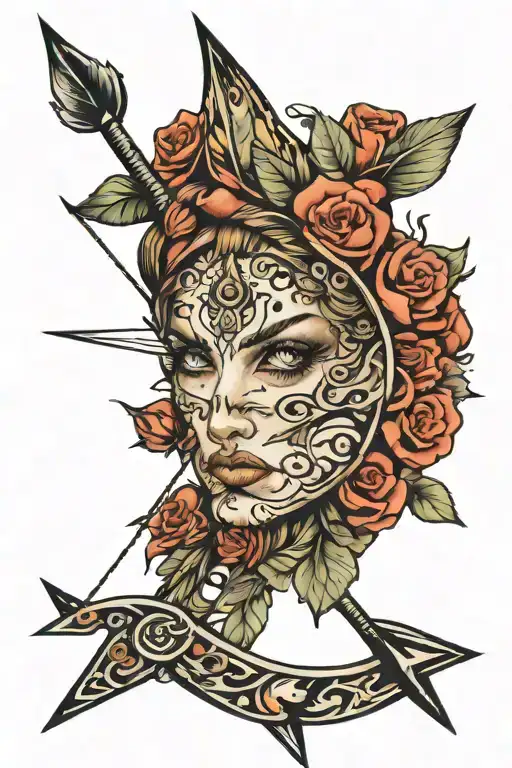 Bow And Arrow Piercing Eyes Surrounded