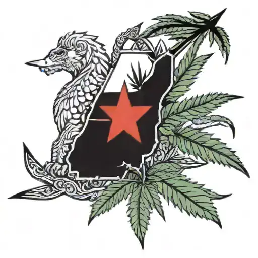 California Flag And Cannabis Leaf